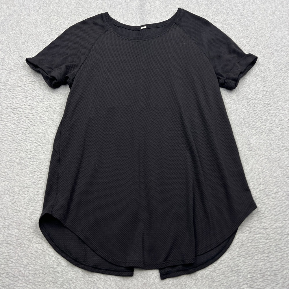 Lululemon Open Up Tie Back Tee Womens 0* Black Mesh Vent Yoga Flowy Shirt W3CT4S